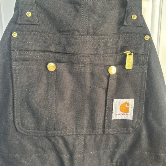 CARHARTT Cotton Insulated Quilted Bib Overalls Black size 38x 34 - Picture 4 of 12